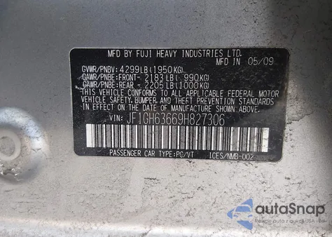 2009 Subaru Impreza Outback Sport из США, поврежденный, VIN JF1GH63669H827306